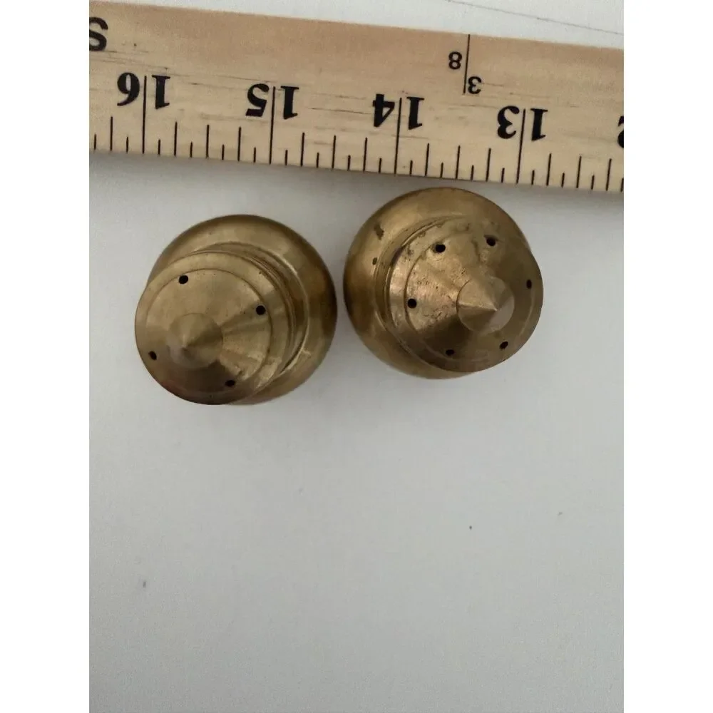 Vtg Brass salt and pepper shakers with patina